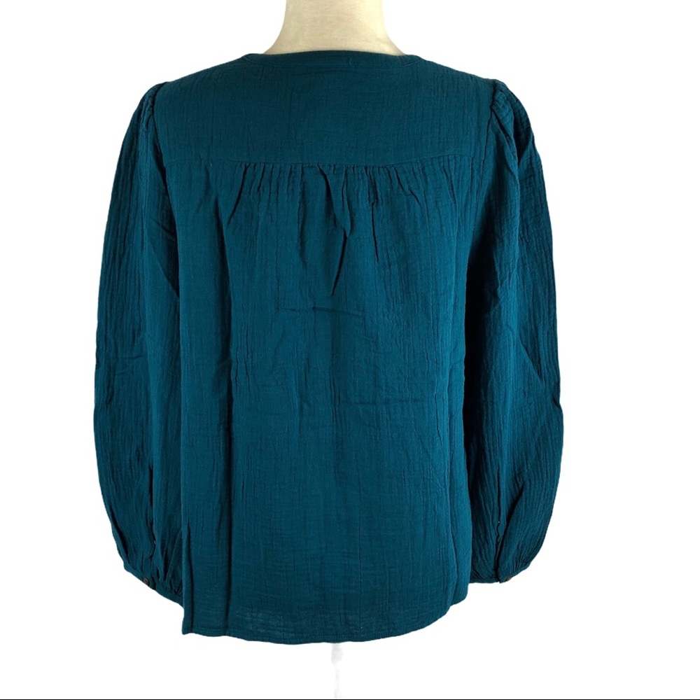 Universal Thread Teal Seersucker Prairie Top - Picture 5 of 8
